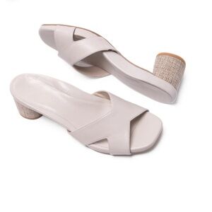 Scarlett Chase  Beautiful Block Sandal with a Mesh-lined Napa Leather